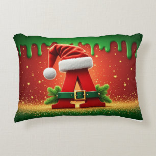 Coussins Décoratifs Chapeau de Père Noël Initiale A Pour Noms de Fêtes