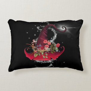 Coussins Décoratifs Chapeau de sorcière rouge vintage pailleté noir