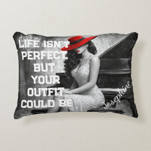 Coussins Décoratifs Chapeau rouge personnalisé Piano Glam Mode Citatio