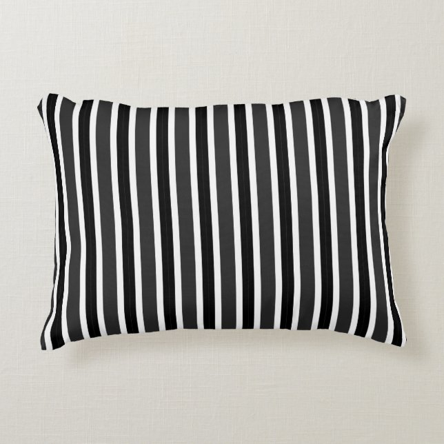 Coussins Décoratifs Charbon, rayures noires et blanches (Devant)