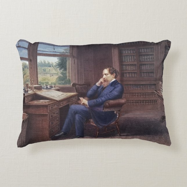 Coussins Décoratifs Charles Dickens dans son étude (Devant)