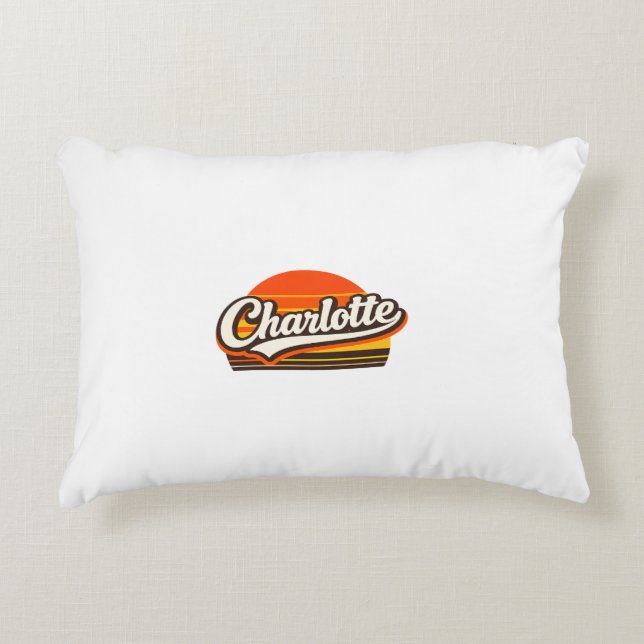 Coussins Décoratifs Charlotte Retro Sunset Personalized Name Design (Devant)