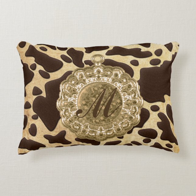 Coussins Décoratifs Charme antique Brown & Gold Poster de animal (Devant)