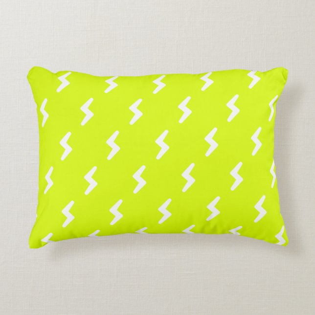 Coussins Décoratifs Chartreuse, néon vert blanc tonnerre motif (Devant)