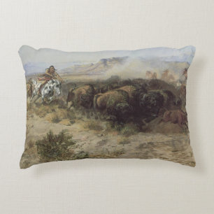Coussins Décoratifs Chasse au bison no 26 par CM Russell, Indiens Vint