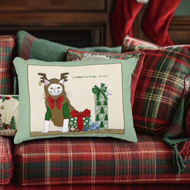 Coussins Décoratifs Chat blanc Noël joyeux drôle (Créateur téléchargé)