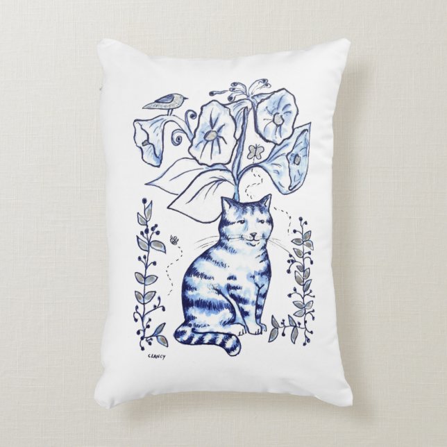Coussins Décoratifs Chat Bleu Assis (Devant(Vertical))