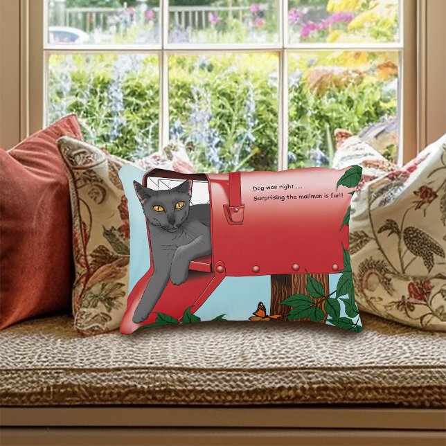 Coussins Décoratifs Chat boîte de courrier rouge (Créateur téléchargé)