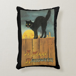 Coussins Décoratifs Chat de Halloween joyeux vintage par Ellen Clapsad