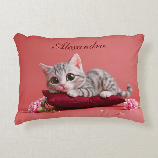 Coussins Décoratifs Chat de janvier mignon avec oeillets (Devant)