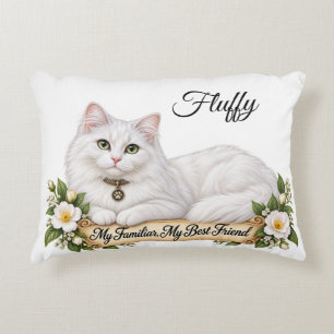 Coussins Décoratifs Chat familier blanc et duveteux personnalisé