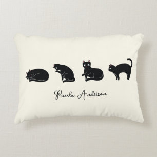 Coussins Décoratifs Chat noir drôle mignon personnalisable