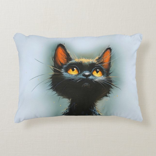 Coussins Décoratifs Chat noir enchanté (Devant)