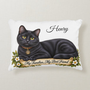 Coussins Décoratifs Chat noir familier de sorcière personnalisé