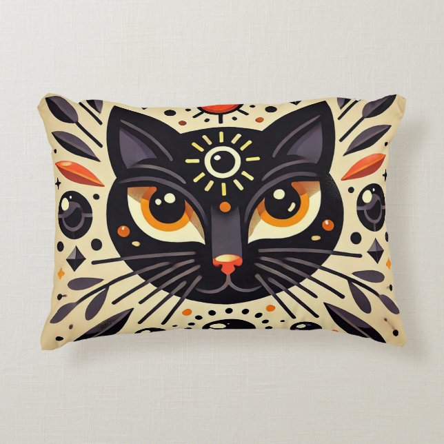 Coussins Décoratifs Chat noir mystique Lueur céleste 🐱 (Devant)
