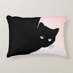 Coussins Décoratifs Chat Noir Rusé Rose