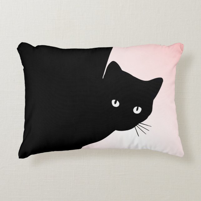 Coussins Décoratifs Chat Noir Rusé Rose (Devant)