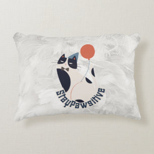Coussins Décoratifs Chat smoking élégant Restez Pawsitif Accent Lombai