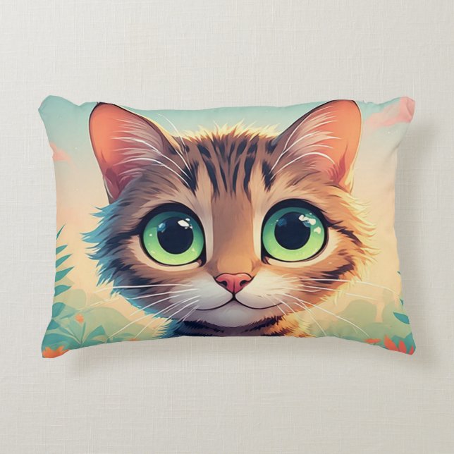 Coussins Décoratifs Chaton tabby aux grands yeux mignons (Devant)
