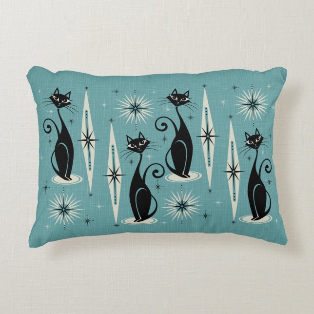 Coussins Décoratifs Chats atomiques Meow Retro du milieu du siècle - B (Devant)