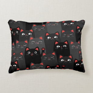 Coussins Décoratifs Chats noirs et gris. Motif sans couture de dessin.