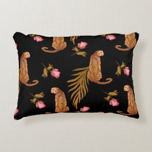Coussins Décoratifs Cheetahs romantiques : aquarelle motif sans coutur