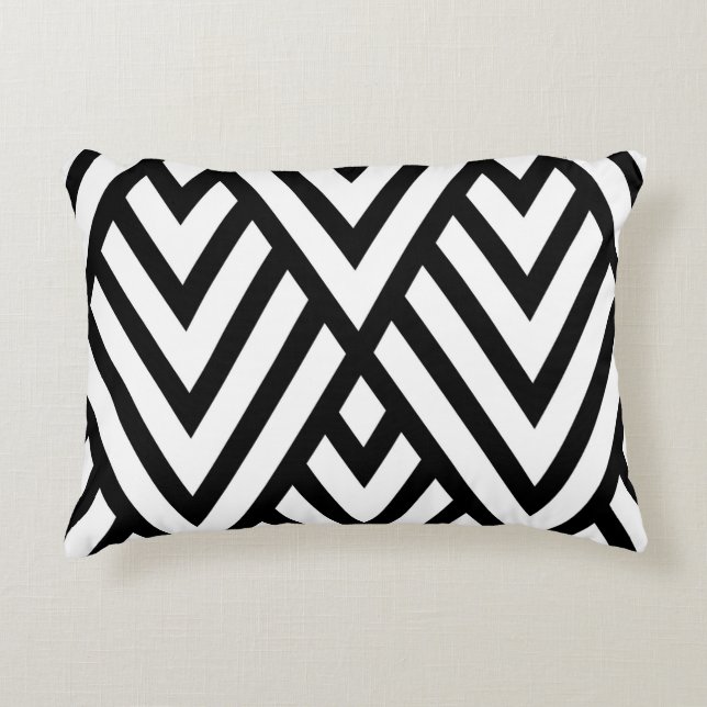 Coussins Décoratifs Chervon Noir Et Blanc Moderne (Devant)