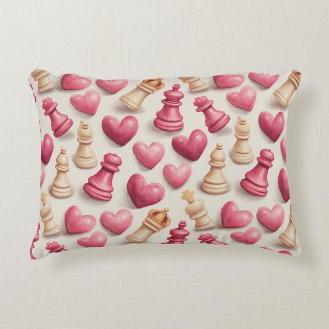 Coussins Décoratifs Chess & Hearts Valentines Pattern (Devant)