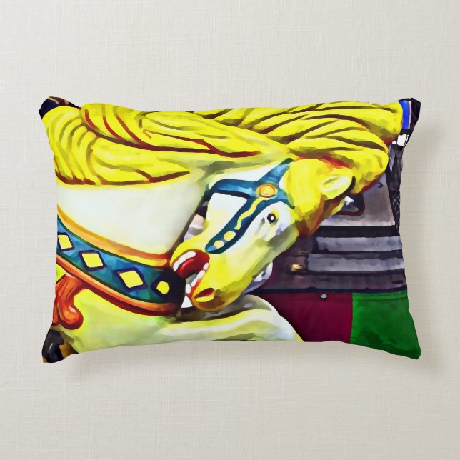 Coussins Décoratifs Cheval De Carrousel Avec Mane Jaune (Devant)