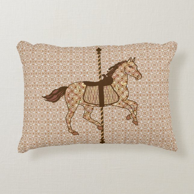 Coussins Décoratifs Cheval de carrousel - Chocolat Brown et Tan (Devant)