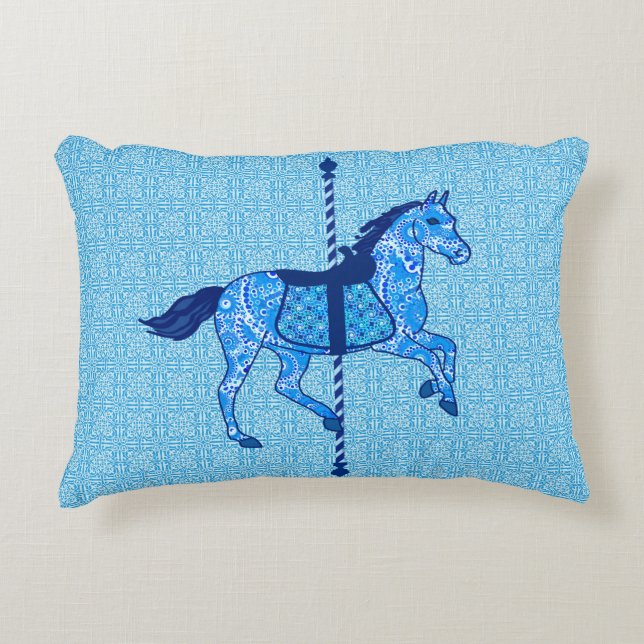 Coussins Décoratifs Cheval de carrousel - Cobalt et Sky Blue (Devant)