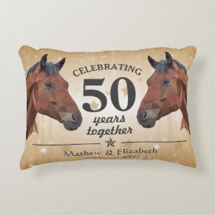 Coussins Décoratifs Cheval Élégant Or Personnalisé 50e Anniversaire de