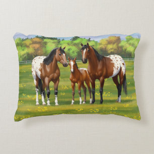 Coussins Décoratifs Chevaux Appaloosa De Baie Brown En Pâturage D'Été