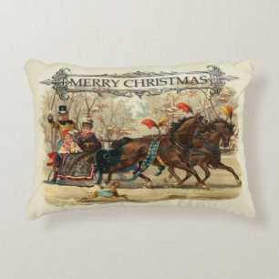 Coussins Décoratifs Chevaux de Noël vintage, plaisir des fêtes hiverna