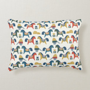 Coussins Décoratifs Chevaux scandinaves : Art populaire coloré