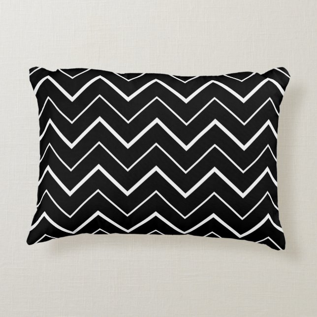 Coussins Décoratifs Chevron noir et blanc (Dos)