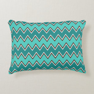 Coussins Décoratifs Chevron turquoise et Brown