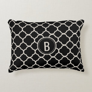 Coussins Décoratifs Chic noir Monogramme Quatrefoil Motif décoratif