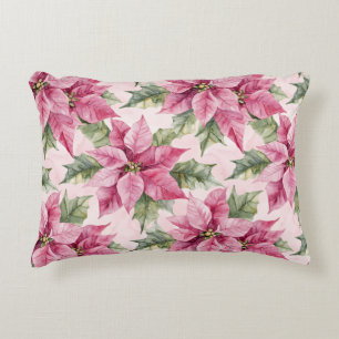 Coussins Décoratifs Chic rose Poinsettia Fleurs Noël