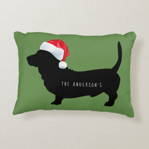 Coussins Décoratifs Chien de Noël Chapeau de Père Noël Nom