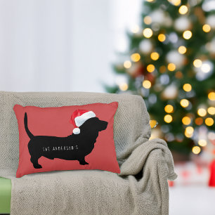 Coussins Décoratifs Chien de Noël Chapeau de Père Noël Nom