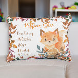 Coussins Décoratifs Chiffres de bébé mignon bébé renard thème de chute<br><div class="desc">Enfant d'automne mignon bébé renard chute thème personnalisé statistiques bébé coussin fait un merveilleux cadeau pour un nouveau-né qui surpasse les autres cadeaux :)</div>