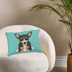 Coussins Décoratifs Chihuahua Cute Tri-Color Chihuahua Light Turquoise