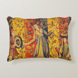 Coussins Décoratifs Chinoiserie médiévale italienne rouge jaune