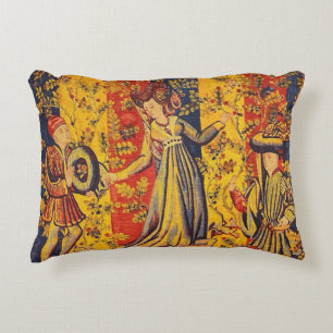 Coussins Décoratifs Chinoiserie médiévale italienne rouge jaune