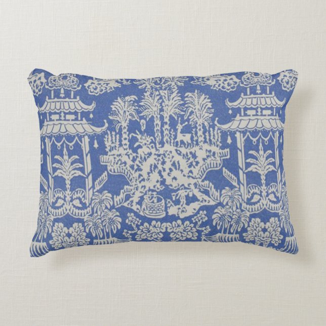 Coussins Décoratifs Chinoiserie orientale bleue et blanche (Devant)