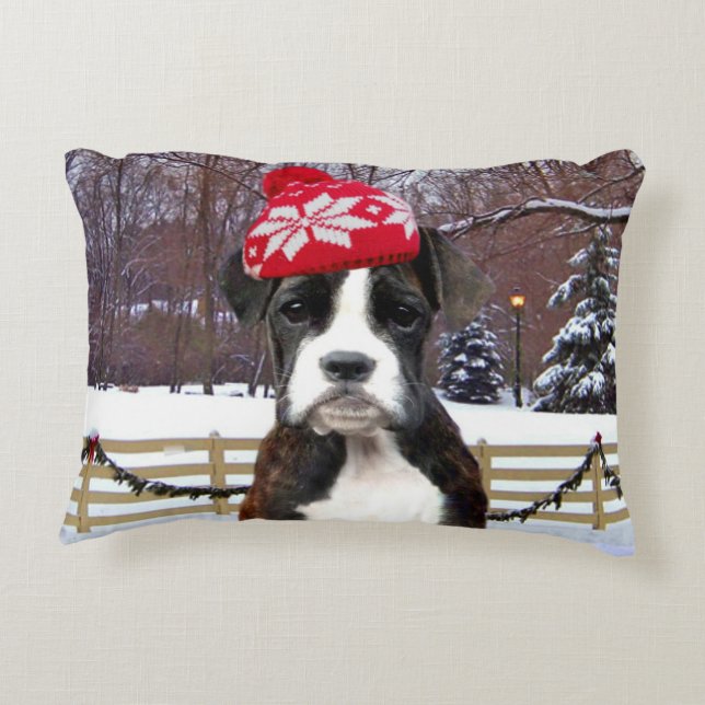 Coussins Décoratifs Chiot de boxeur de Noël (Dos)