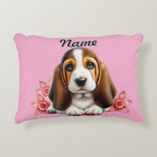 Coussins Décoratifs Chiot Hound Personnalisé Avec Fleurs