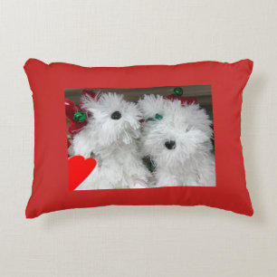 COUSSINS DÉCORATIFS **CHIOTS BLANCS FLUFFY** NOËL