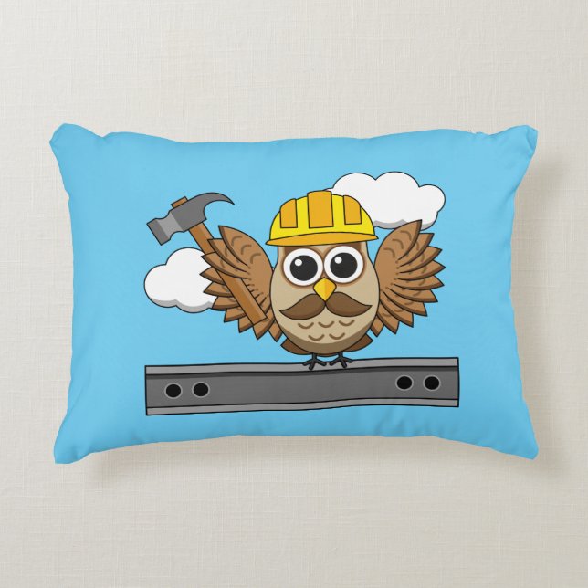 Coussins Décoratifs Chouette ouvrière de construction mignonne avec de (Devant)